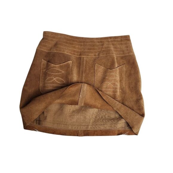 Free People Vintage 1970's Classic Light Brown Suede Hi-waisted Mini Skirt Sz 4 - Picture 10 of 10